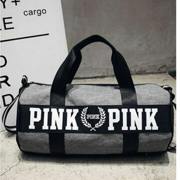 Handbags - "PINK" black and grey Victoria  duffle bag
